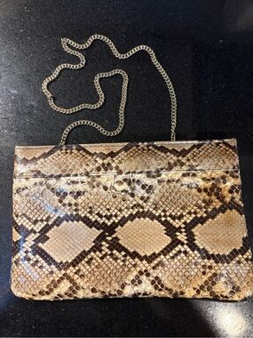 Vintage ALFA Italy Genuine Python Snakeskin Convertible Crossbody Clutch Bag